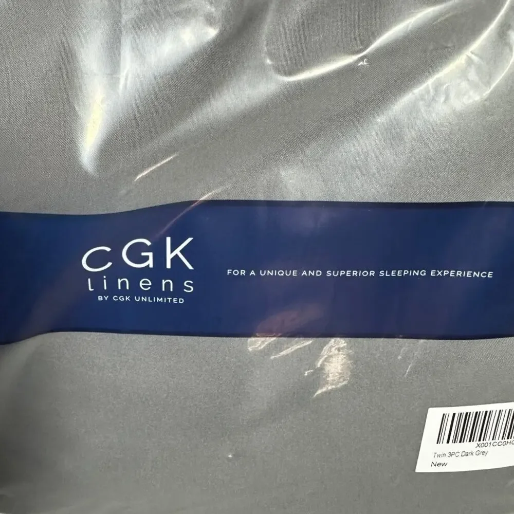CGK Linens Twin 3 Piece Sheet Set Dark Gray New Sealed Soft Microfiber